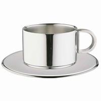 Stainless Steel Cappuccino Cups & Saucers CCD-20S 7oz / 200ml (Pack of 2)