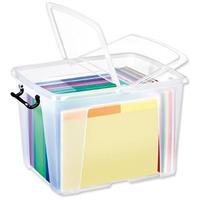 strata smart box clip on folding lid carry handles 40 litre clear ref  ...