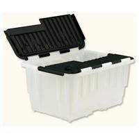 strata duracrate 40 litres storage box with hinged folding lid clear w ...