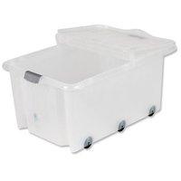 Strata Supa Storemaster (75 Litres) Storage Box on Wheels with Folding Lid Clear WxDxH: 710x495x420mm (Pack of 5)