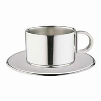 Stainless Steel Espresso Cup & Saucer CCD-10S 4oz / 100ml (Pack of 2)