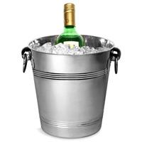 Stainless Steel Round Wine & Champagne Bucket with Double Linear Band (Case of 8)
