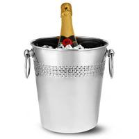 Stainless Steel Round Wine & Champagne Bucket with Decorative Band (Case of 8)