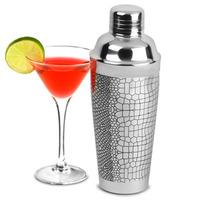 stainless steel crocodile etched cocktail shaker