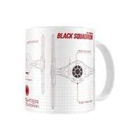 Star Wars: The Force Awakens - Black Squadron Blueprint White-black Ceramic Mug