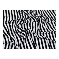 Stripey Viscose Stretch Jersey Knit Dress Fabric Black & Ivory