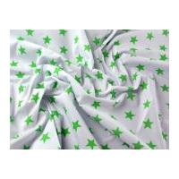 Stars Print Polycotton Dress Fabric White & Green