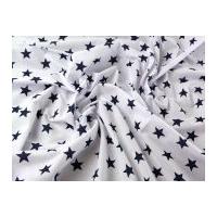 stars print polycotton dress fabric white navy blue