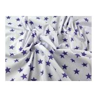 Stars Print Polycotton Dress Fabric White & Purple