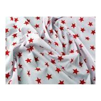 stars print polycotton dress fabric white red