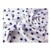 stars print polycotton dress fabric white royal blue