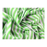 Stripe Print Polycotton Dress Fabric Green & White