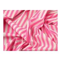 stripe print polycotton dress fabric pink white