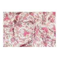 Stylised Floral Cotton Lawn Dress Fabric Cerise Pink