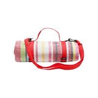 Striped picnic blanket with waterproof backing and carry strap Size 150?135cm - Red