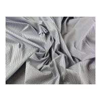 Stripey Stretch Cotton Dress Fabric Navy Blue