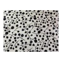 Stylised Floral Print Jute Hessian Sacking Fabric Black & Beige