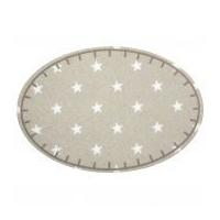 Star Print Denim Oval Iron On Patches Khaki