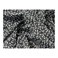 Stars Print Polycotton Dress Fabric White on Black