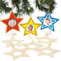 star wooden photo decorations pack of 8
