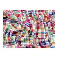 Stitched Patchwork Check Cotton Dress Fabric Pink Multi