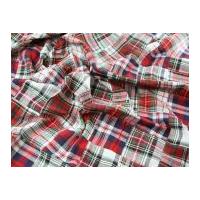 Stitched Patchwork Check Cotton Dress Fabric Red Multi