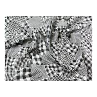 Stitched Patchwork Check Cotton Dress Fabric Black & White
