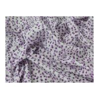 Stars Print Polycotton Dress Fabric Purple on White