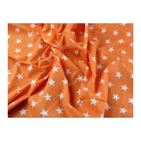 Stars Print Polycotton Dress Fabric Orange