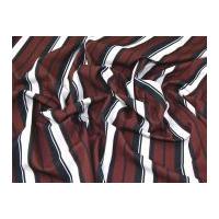 Stripe Print Scuba Stretch Jersey Dress Fabric Black, Brown & Cream