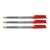 Staedtler 430 Stick Ball Pen Medium 1.0mm Tip 0.35mm Line Red (Pack of 10)