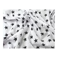 Stars Print Polycotton Dress Fabric White & Dark Grey