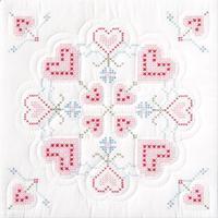 Stamped White Quilt Blocks 18X18 6/Pkg-Interlocking Hearts 243039