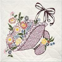 Stamped Quilt Blocks 18X18 6/Pkg-Flower Bonnet 243014