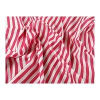 Stripe Print Polycotton Dress Fabric Dark Pink & White