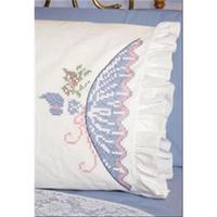 Stamped Lace Edge Pillowcase 30X20 2/Pkg-Cross Stitch Lady 230072