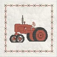 Stamped Quilt Blocks 18X18 6/Pkg-Red Tractor 243021