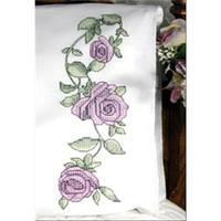 Stamped Perle Edge Pillowcase 30X20 2/Pkg-Rose Vine 242946