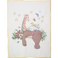 Stamped Baby Quilt Top 36X50-Sleeping Bear 242989