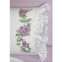 stamped lace edge pillowcase 30x20 2pkg rose vine 230081