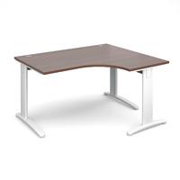 Structure Cable Managed Deluxe Ergonomic Desk Walnut Right Handed 1400mm White Frame