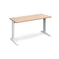 structure cable managed slimline rectangular desk beech 1400mm white f ...