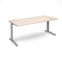 structure cable managed rectangular desk maple 1800mm silver frame