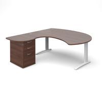 Structure Cable Managed Managers Desk Walnut Left Handed White Frame