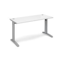 structure cable managed slimline rectangular desk white 1400mm silver  ...