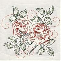 stamped quilt blocks 18x18 6pkg running stitch rose 243010