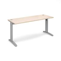 Structure Cable Managed Slimline Rectangular Desk Maple 1600mm Silver Frame