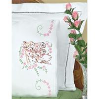 stamped pillowcases with white lace edge 2pkg mare colt 243446