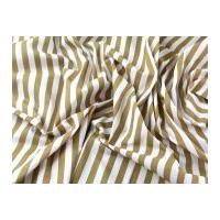 Stripe Print Polycotton Dress Fabric Beige & White
