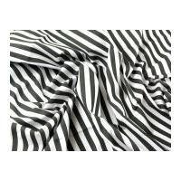 Stripe Print Polycotton Dress Fabric Dark Grey & White
